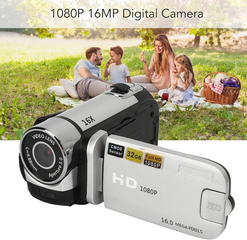 EIMSOAH Vintage Video Camera Camcorder, 16Mp Cam Corder, 1080P Digital Camera, 2.4 Inch Rotatable Screen Camcorder, 16X Zoom HD Video Recorder with Fill Light for Teens Beginner Adult - Image 3